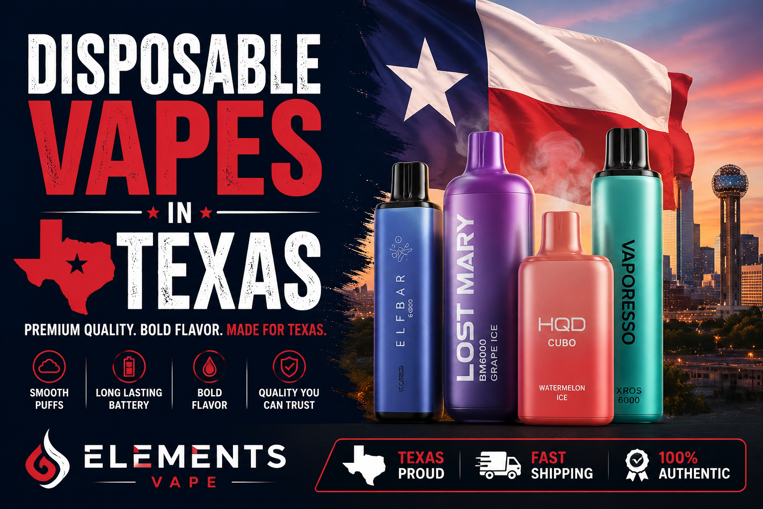Disposable Vapes in Texas-Elements Vape